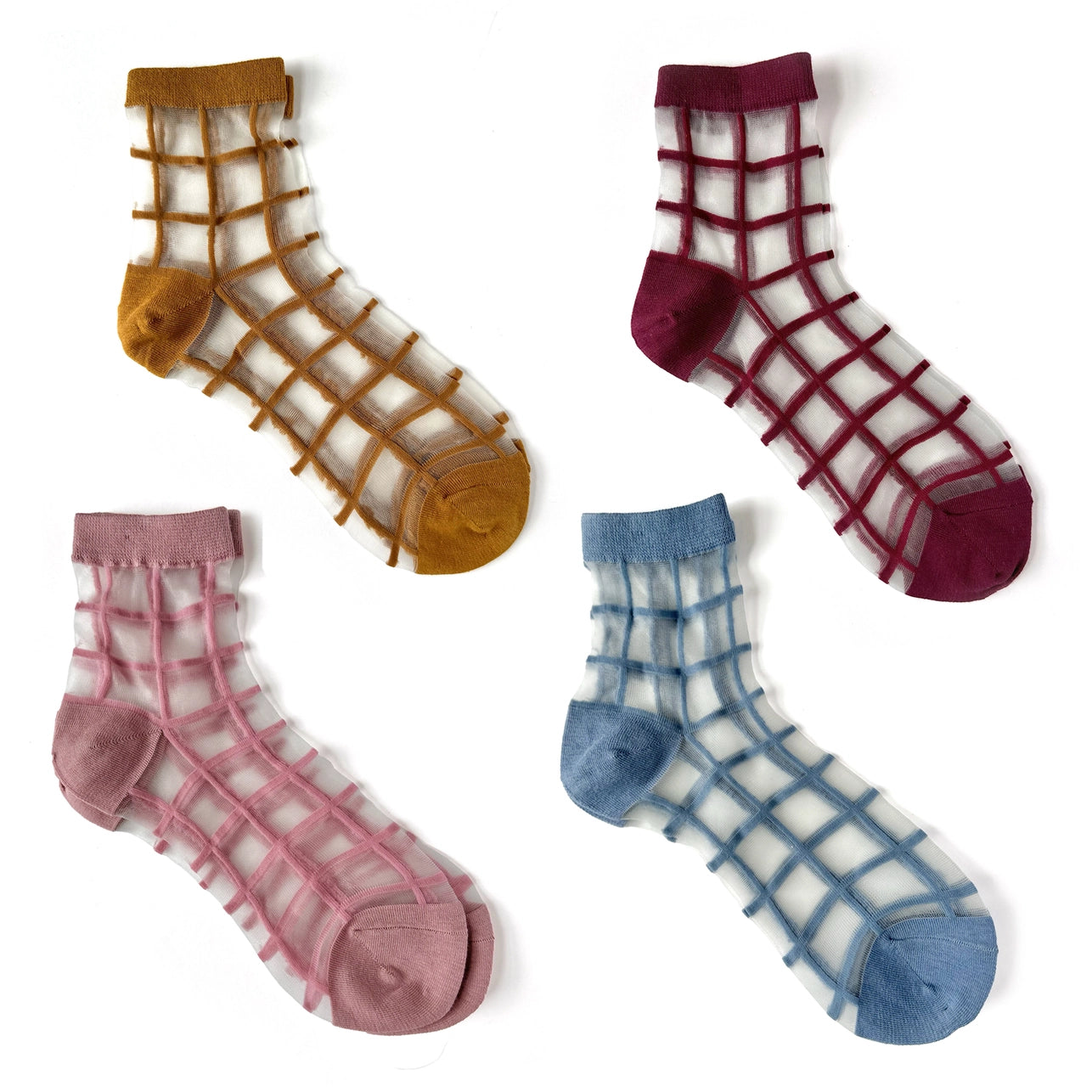 Grid Socks - Maroon