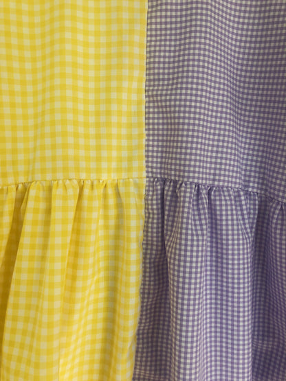 particoloured gingham mini dress