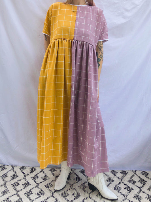 particoloured maxi dress