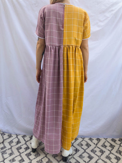 particoloured maxi dress