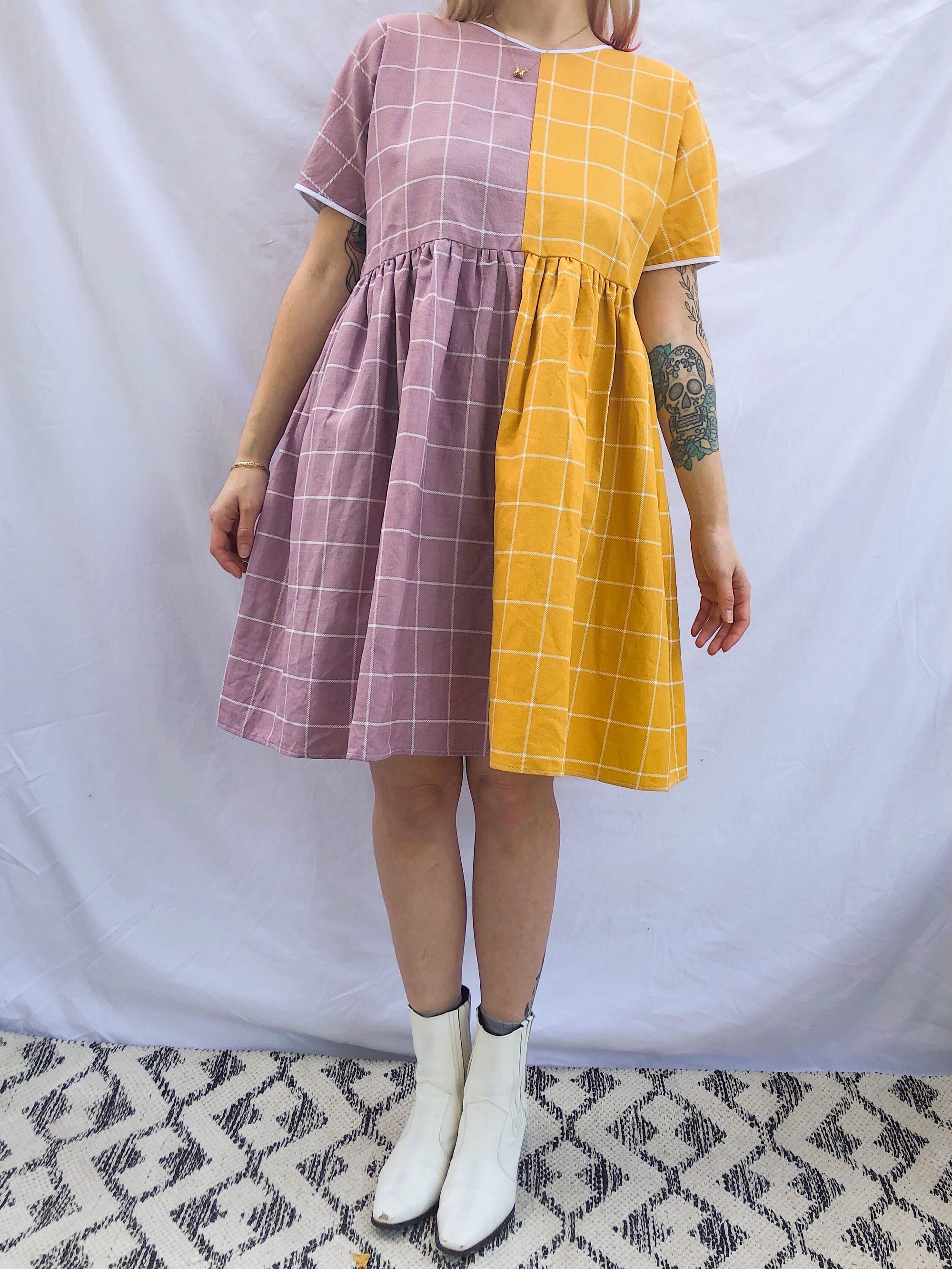 particoloured mini dress